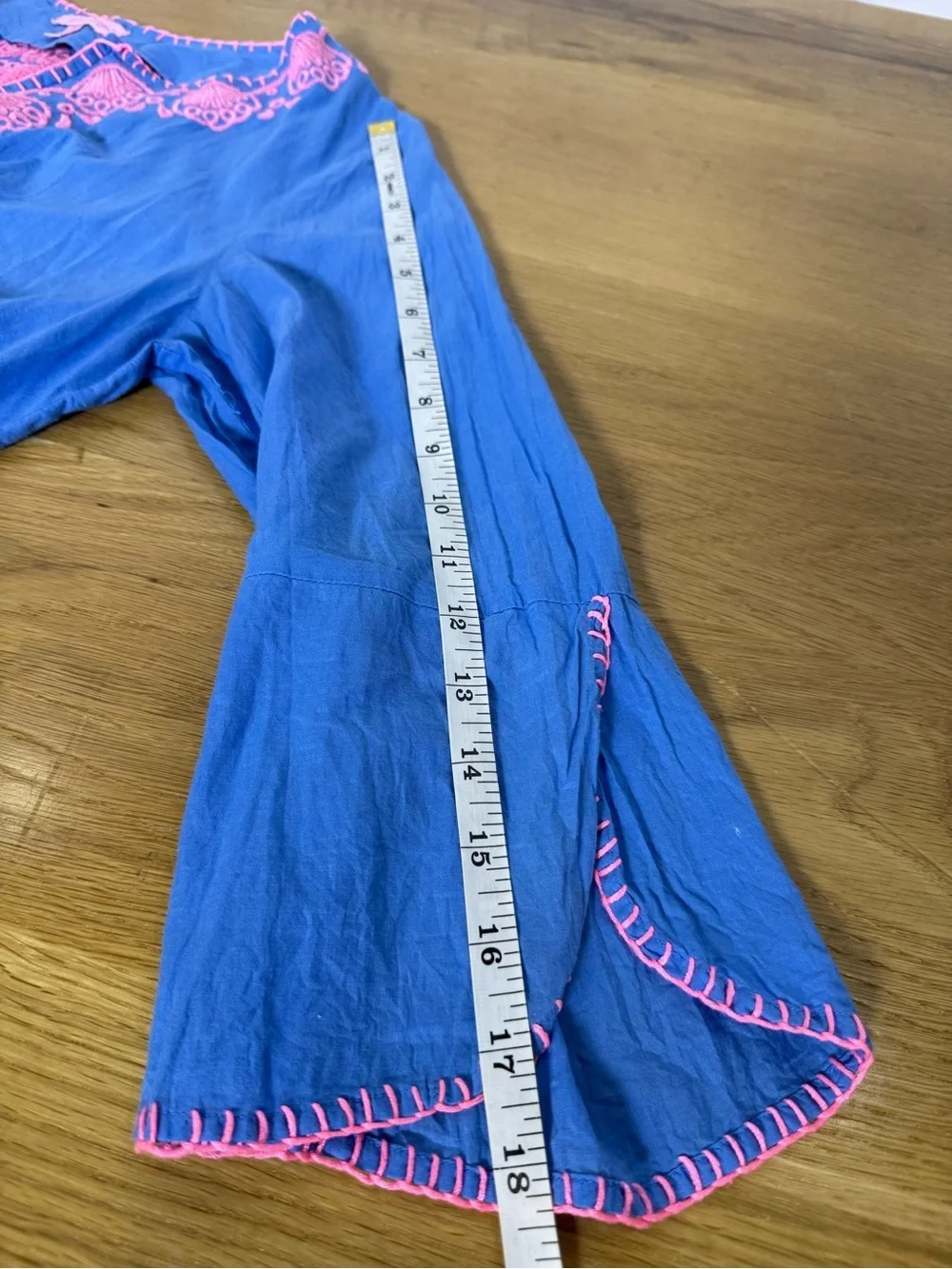 Lilly Pulitzer Beach Cover Up 3/4 sleeve Cotton Tunic in Blue Pink Size Medium